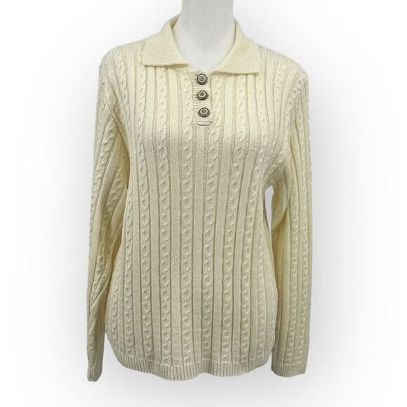 Vintage 90’s Alfred Dunner Cable Knit Sweater in Cream Women’s Size PM - Picture 1 of 9